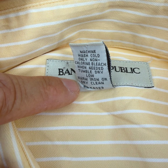 Banana Republic Mens Classic Fit Striped Button Down Shirt XL 17-17 1/2Yellow - Picture 5 of 8